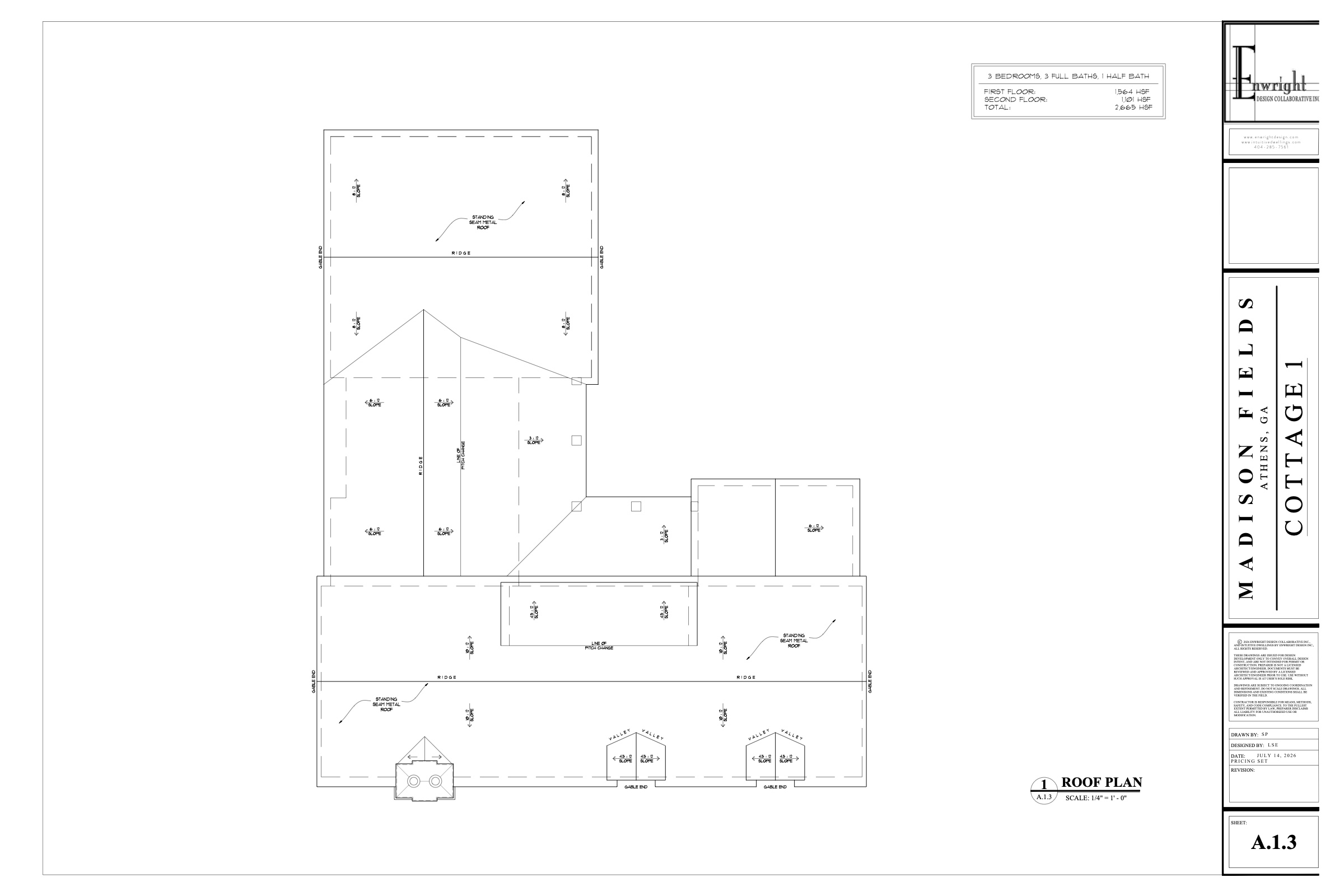 Cottage One roof plan